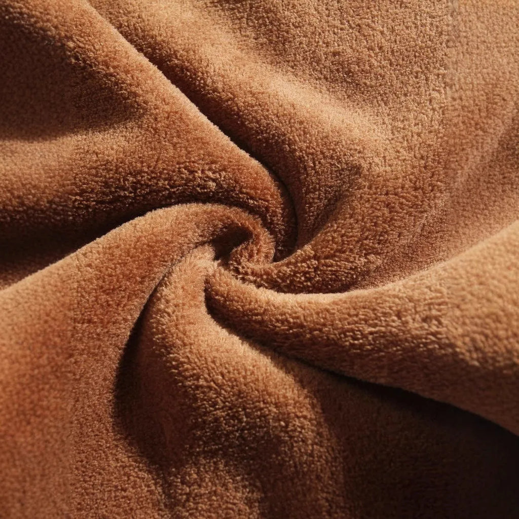 Coral fleece coat set with long sleeve top and trousers in polyester fibre, available in four colours and Asian sizes S to 2XL