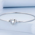 925 silver heart moonstone bracelet on white surface showing pendant and chain lengths 17cm 19cm 21cm
