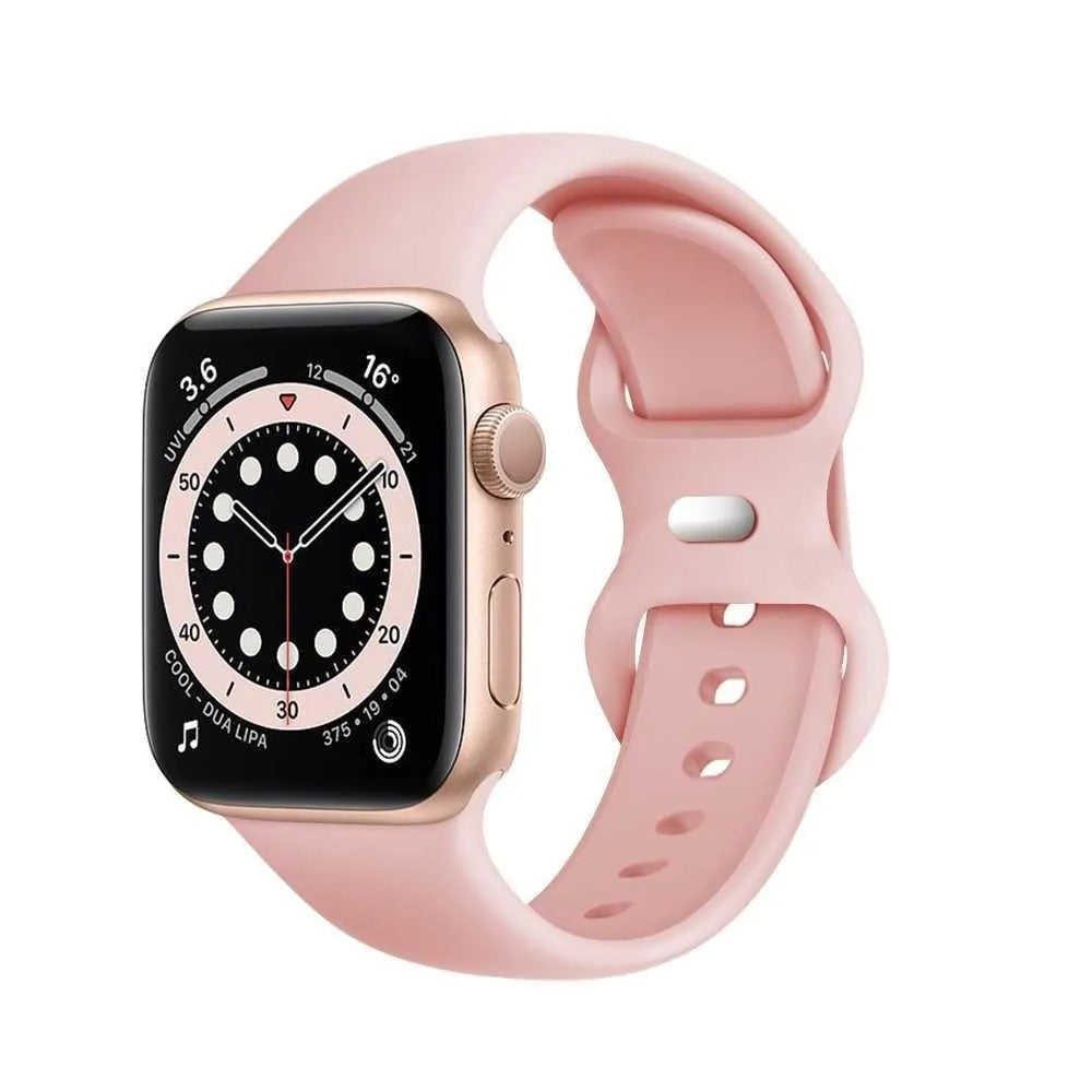 Silicone watch strap in black for Apple Watch 42mm with metal buckle