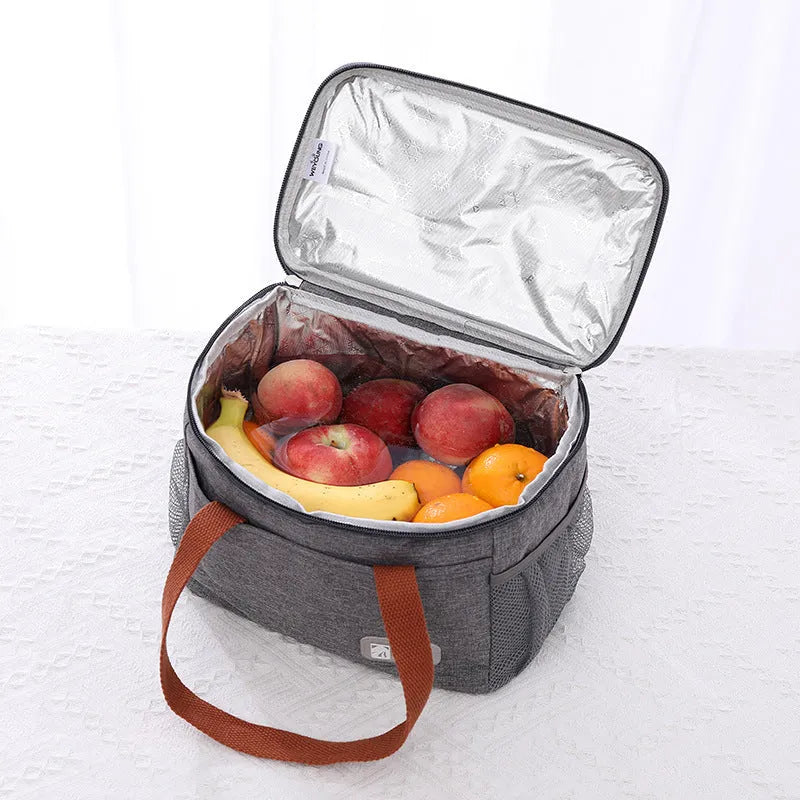 Fashion crossbody shoulder insulation picnic bag in black Oxford cloth with 15L capacity