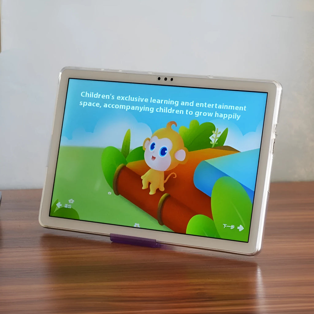 Clear silicone and TPU ultra-thin protective case for a tablet on a white background.