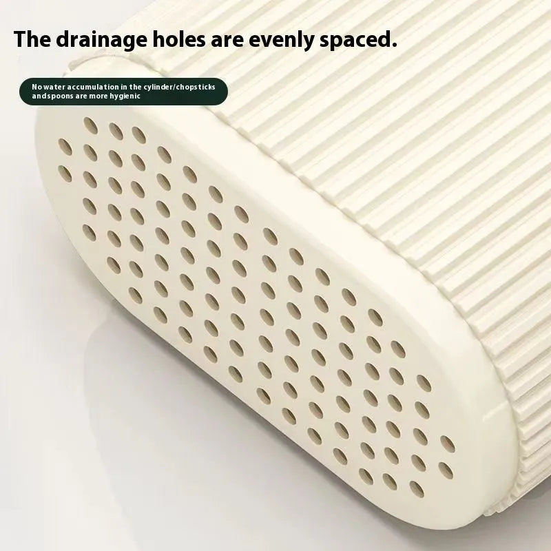 Plastic wall-mounted chopsticks basket with cross-border drain design in beige colour