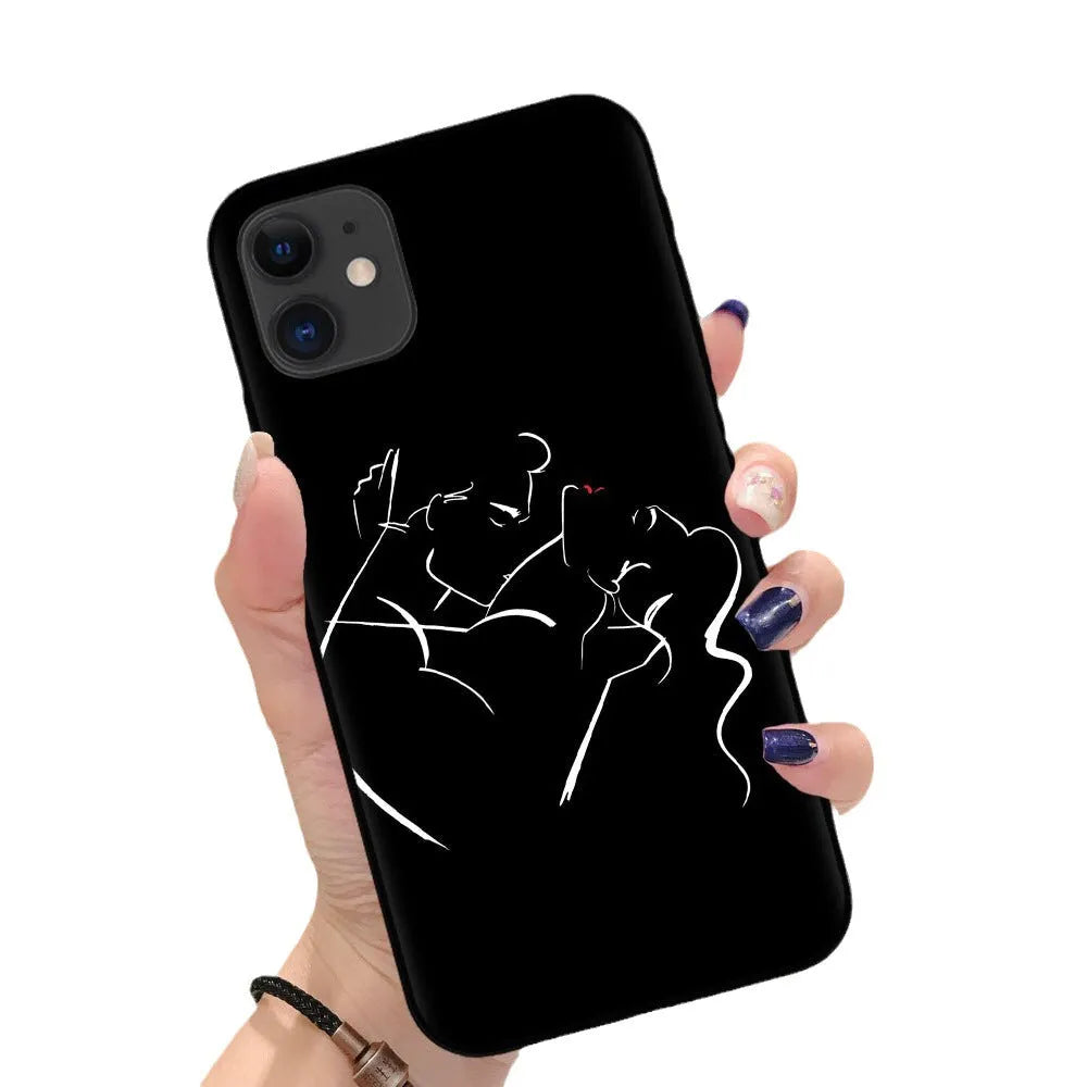 Creative body art TPU phone case for Apple iPhone, black back cover with painting process