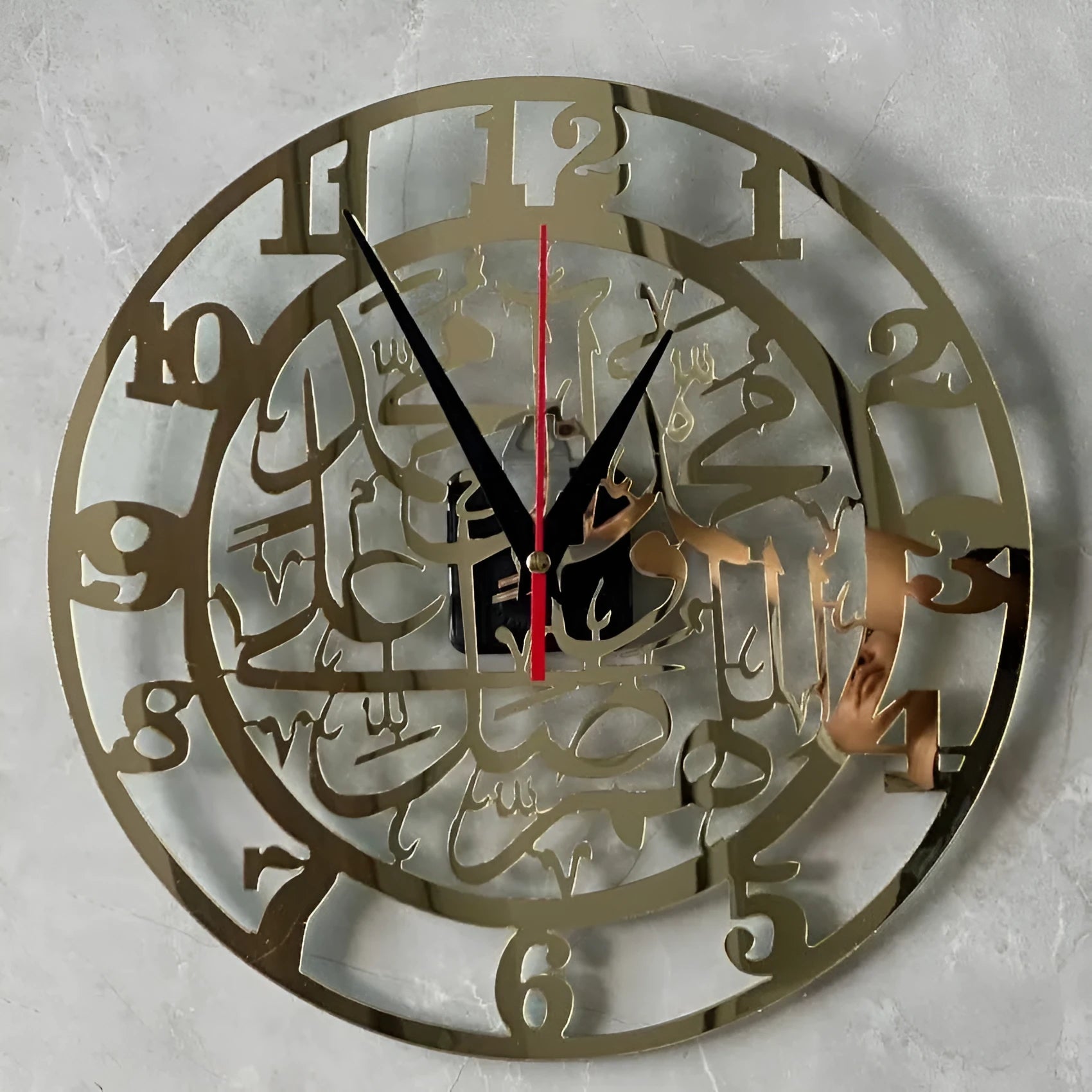 30cm acrylic wall clock black gold Mediterranean style wall hanging