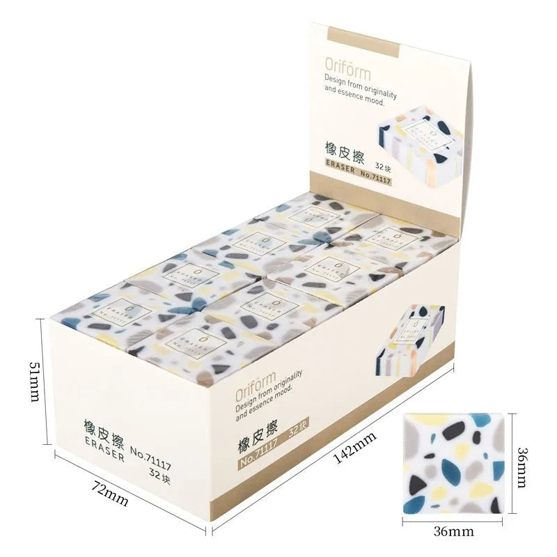 White brick-shaped rubber eraser for pencils