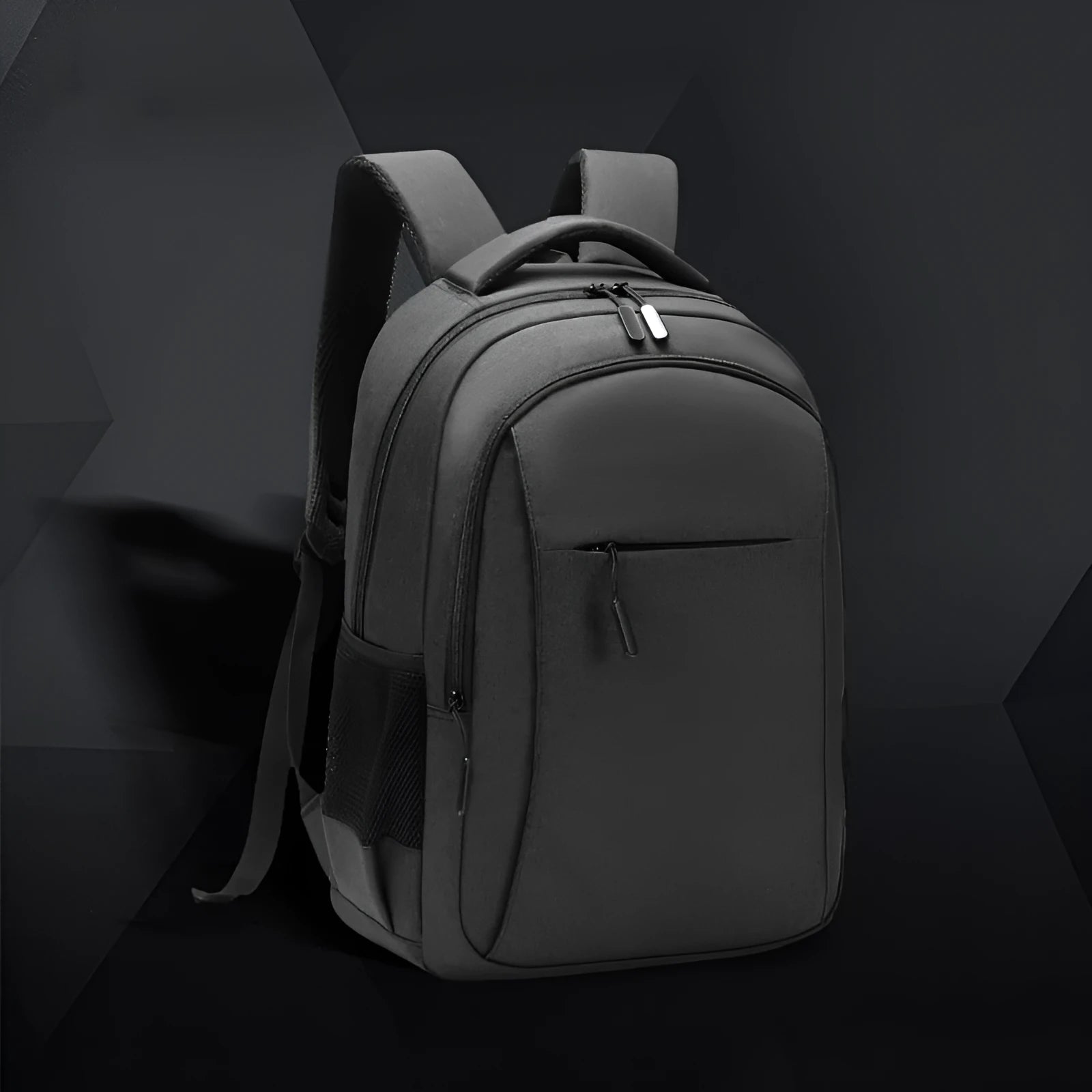 Men's large capacity travel leisure backpack Oxford cloth solid colour light gray blue black sewing thread detail