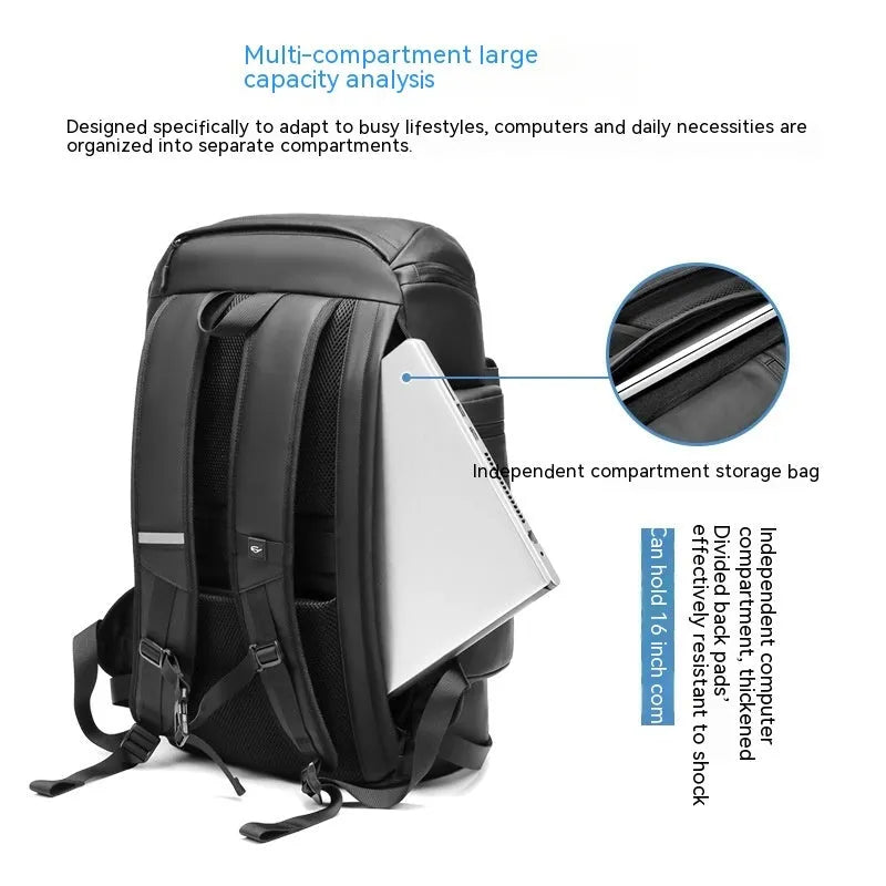 Men's 21 inch large capacity outdoor waterproof backpack in Oxford cloth with curved shoulder straps, solid colour design