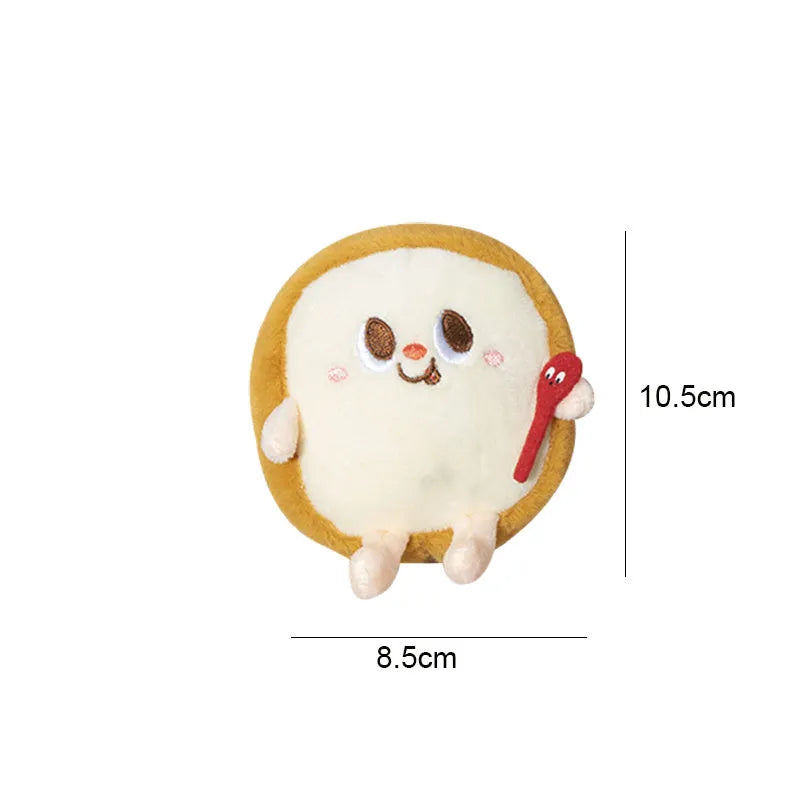 Set of five soft cat chew toys shaped like a hamburger, chicken leg, fries, bread, and hot dog for teething kittens.