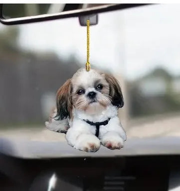 Acrylic cartoon decorative pendant for car interior in colour style 1 showing clear plastic hanging loop