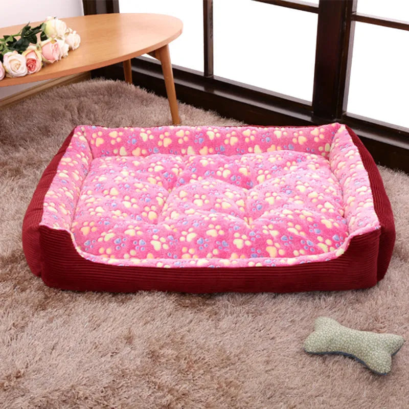 Beige sofa kennel-style dog bed with soft plush fabric and raised foam sides for a small pet.
