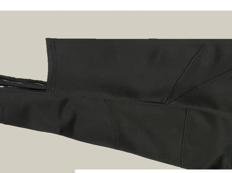 Men's Korean autumn ankle banded trousers in black, super stretch polyester, slim fit with elasticated cuffs
