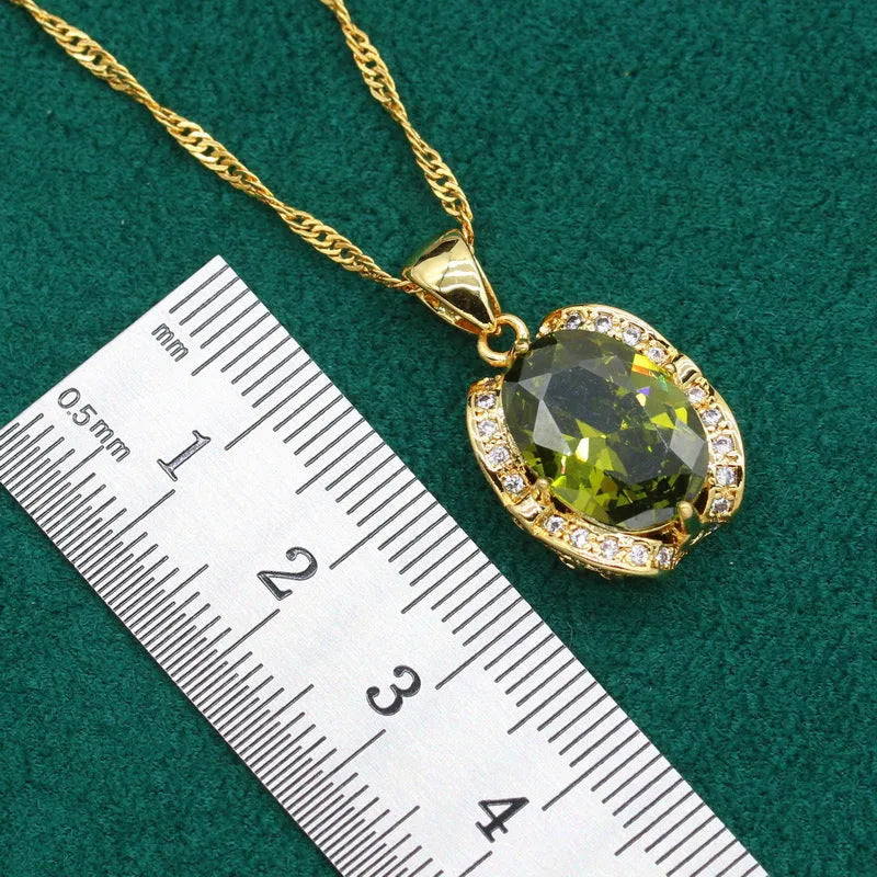 Women's rhinestone zircon jewellery suit with necklace, earrings, and ring on snake bone chain