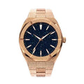 Men's stainless steel waterproof watch with a 42mm dial, quartz movement, and butterfly buckle.