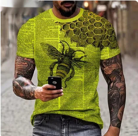Men's black t-shirt with a large raised 3D print of a fierce lion's head on the front.