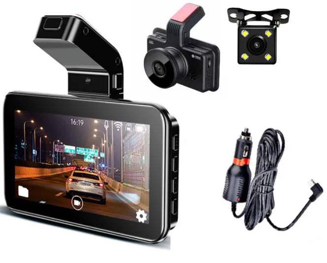 3-inch screen dual lens car DVR dashboard camera with front and rear recording