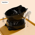 Stainless steel oblique anti-fall cat bowl with weighted base and silicone non-slip ring in blue.