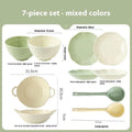 Solid colour ceramic tableware set with seven pieces in modern Japanese style