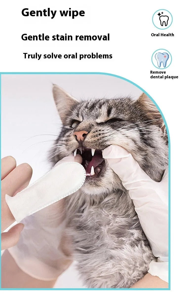 50-piece pack of pet dental finger stalls for cleaning cat and dog teeth