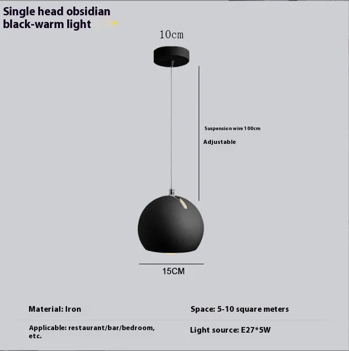 Ball chandelier table lamp with post-modern design in Nordic style, showing single and three-head configurations