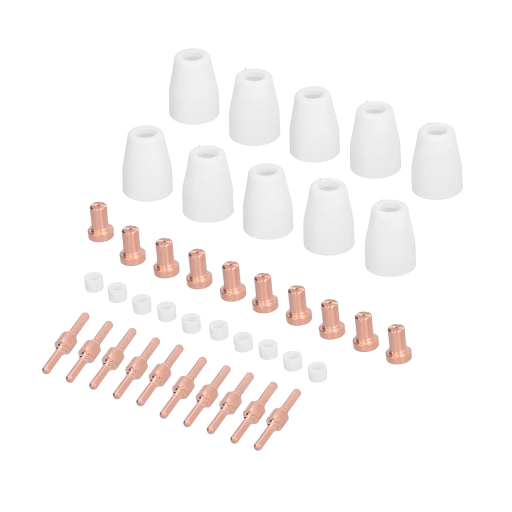 PT3140A plasma cutter consumables kit with 40 pieces including electrodes, nozzles, shunts and porcelain nozzles
