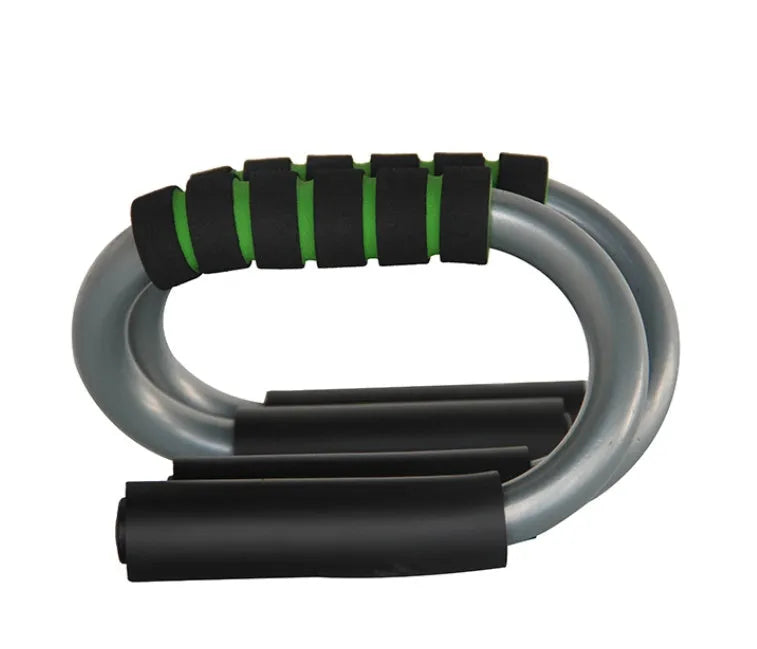 Steel push-up bracket with foam grip handles and non-slip base for chest muscle exercise at home