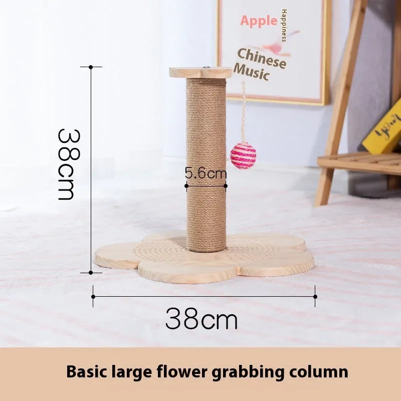 Solid wood cat turntable scratching post with rotating play surface