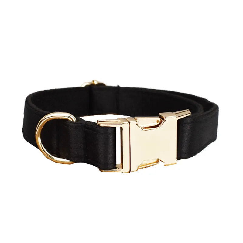 Cloth dog collar and leash set with matching decorative bow and dog vest in various sizes