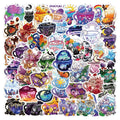 Colourful tea cup graffiti design stickers on scooter and luggage, 50 piece waterproof vinyl pack