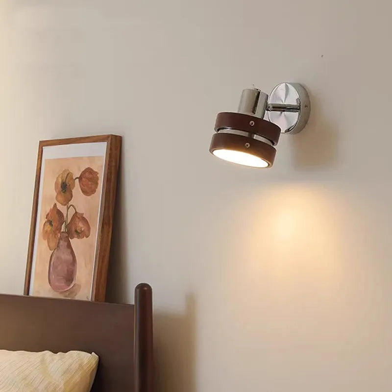 Nordic walnut small wall lamp for bedroom bedside with three colour options