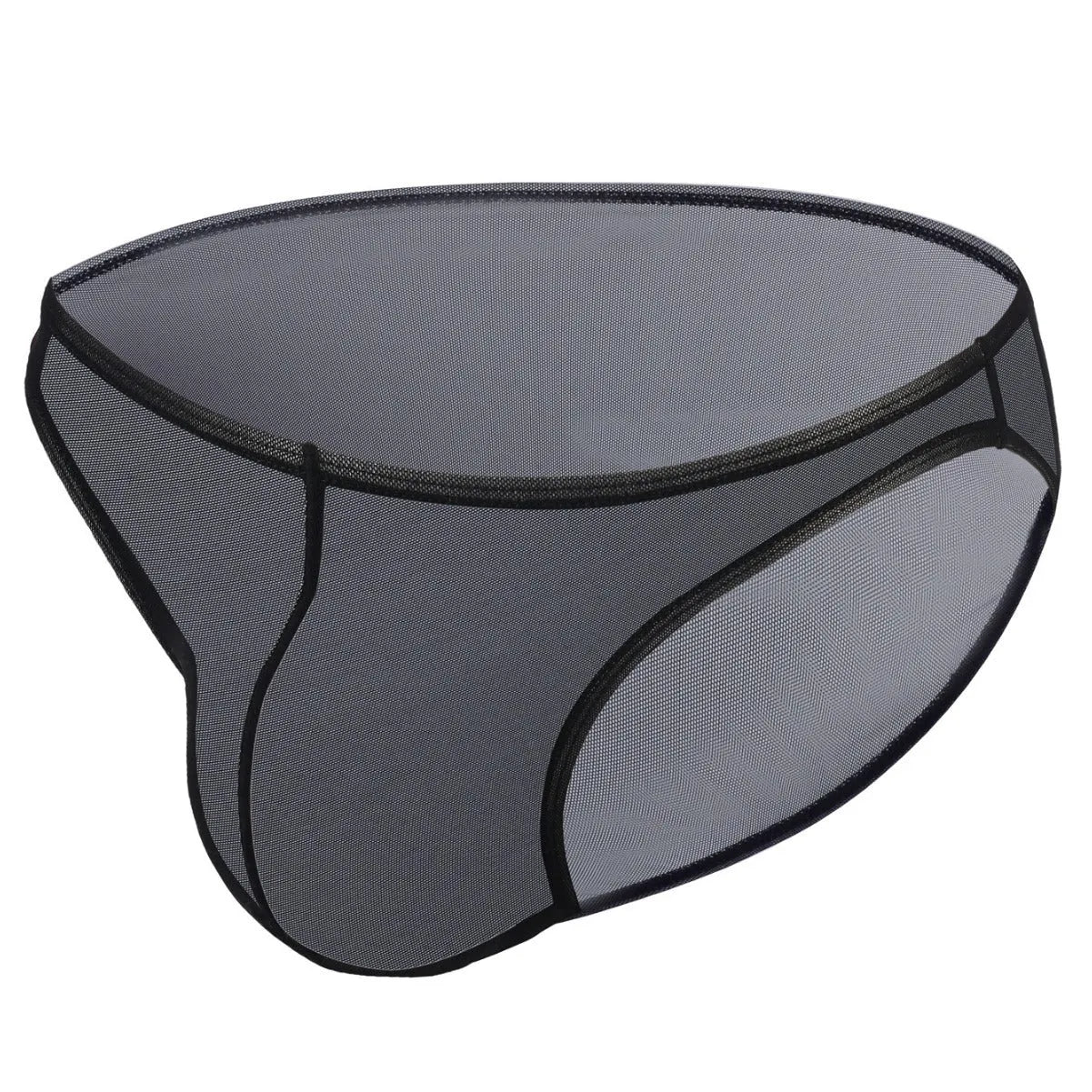 Men's black low-waist nylon briefs with quick-drying ice silk fabric