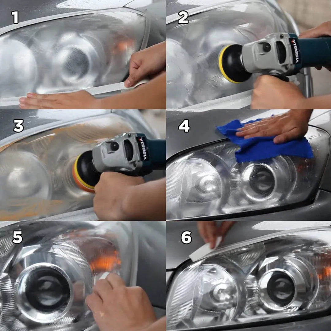 Carbon steel headlight repair tool kit for automotive maintenance with vehicle tools