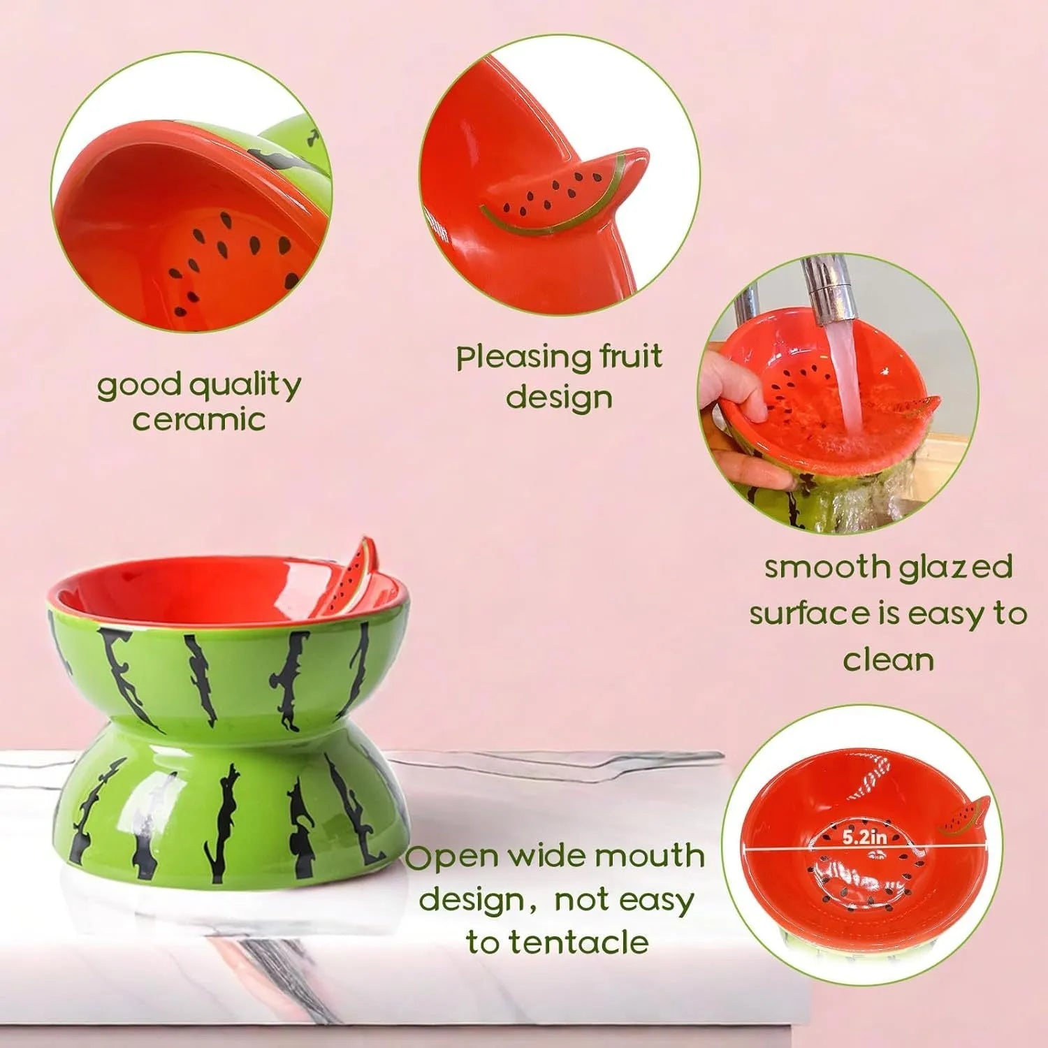Orange patterned ceramic elevated cat bowl on a white surface