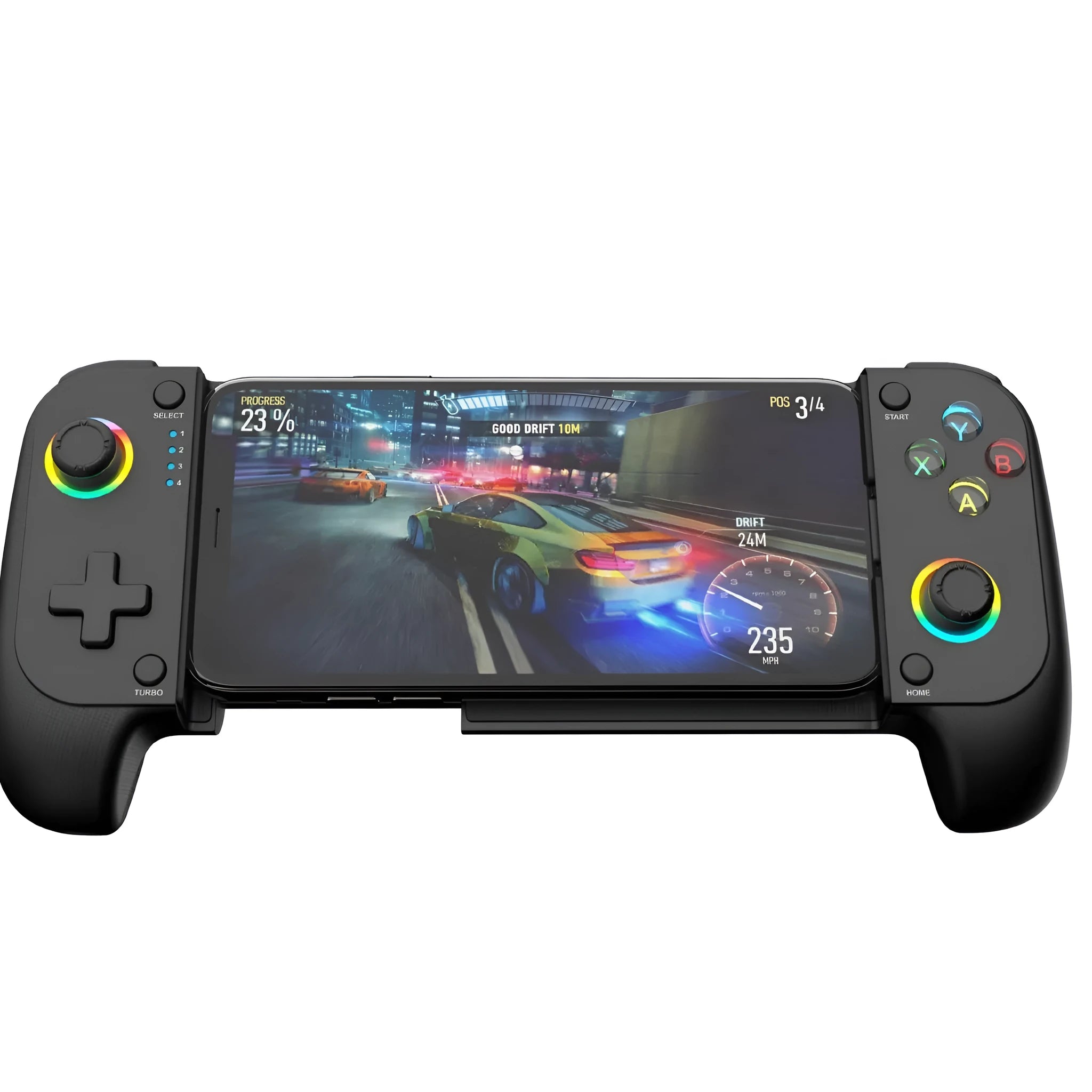 Bluetooth wireless game controller for mobile phones in black, red and blue, or white