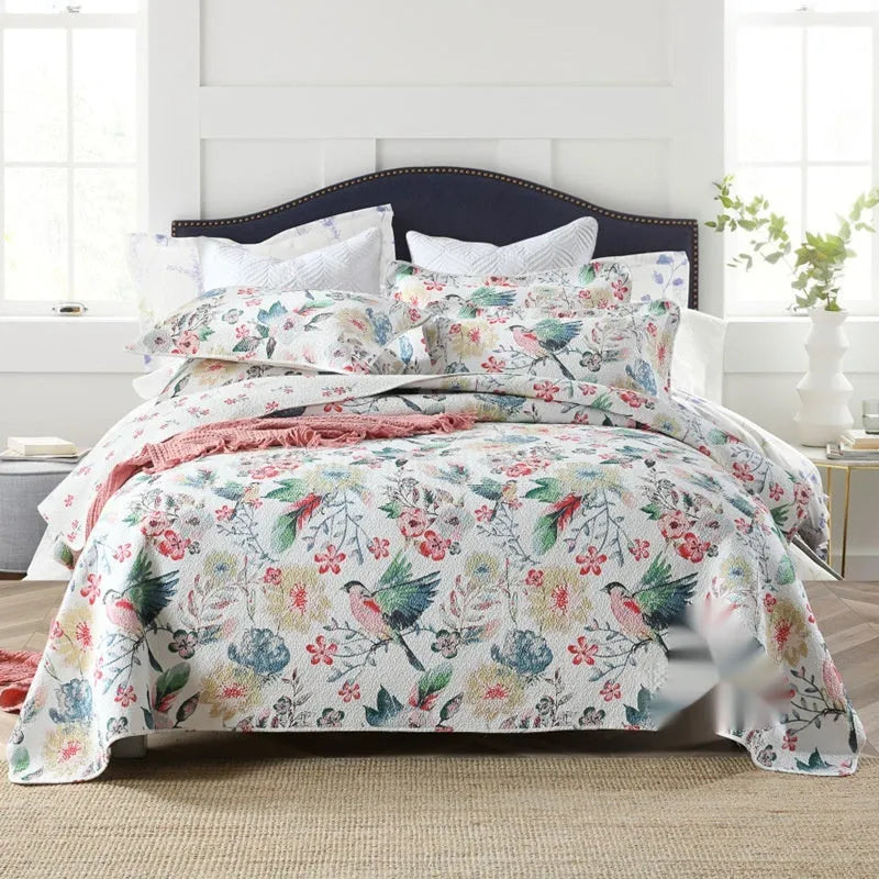 Pure cotton bedspread three-piece set with geometric pattern for 1.8 metre bed