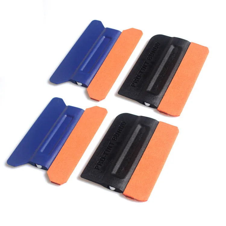 Film scraper tool with ABS plastic body and interchangeable deerskin or wool scraping surface for car vinyl wrap application