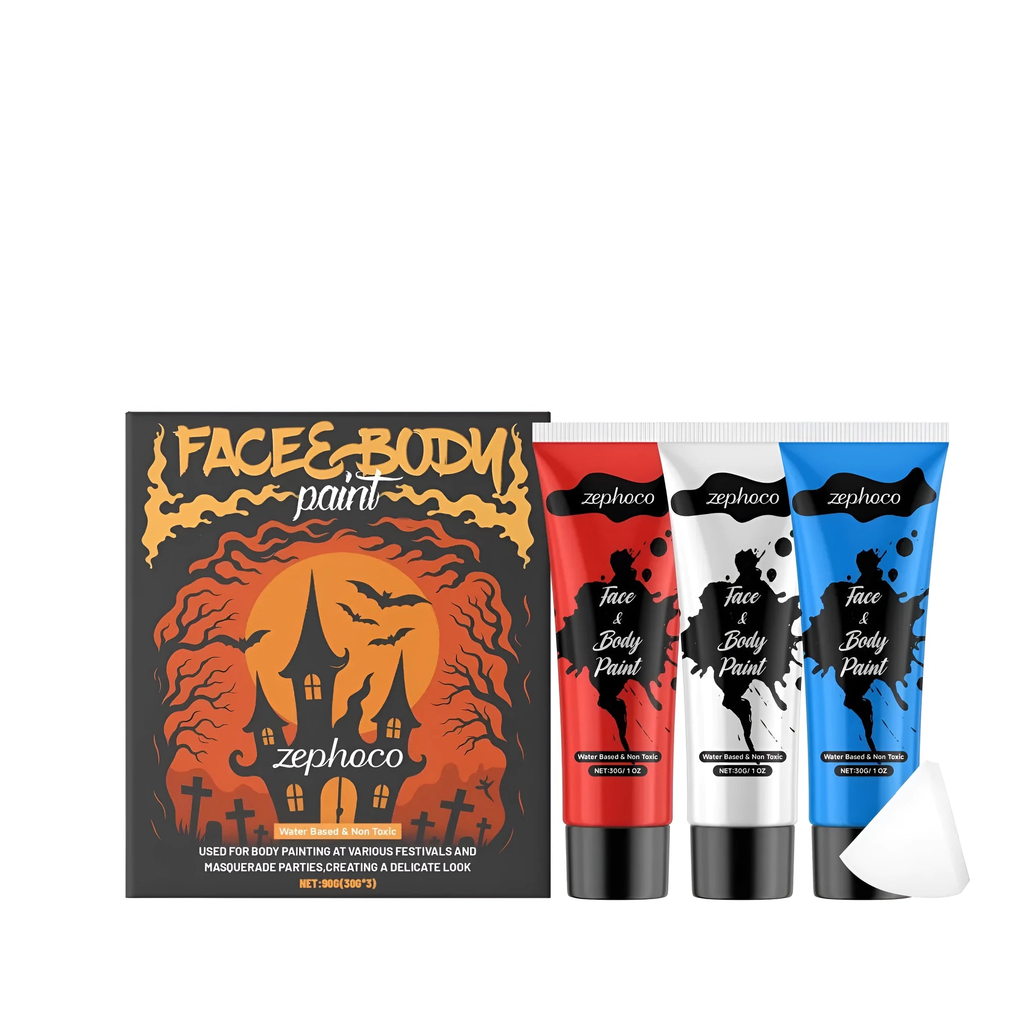 90g Halloween facial and body painting set with hyaluronic acid retinol collagen in white container