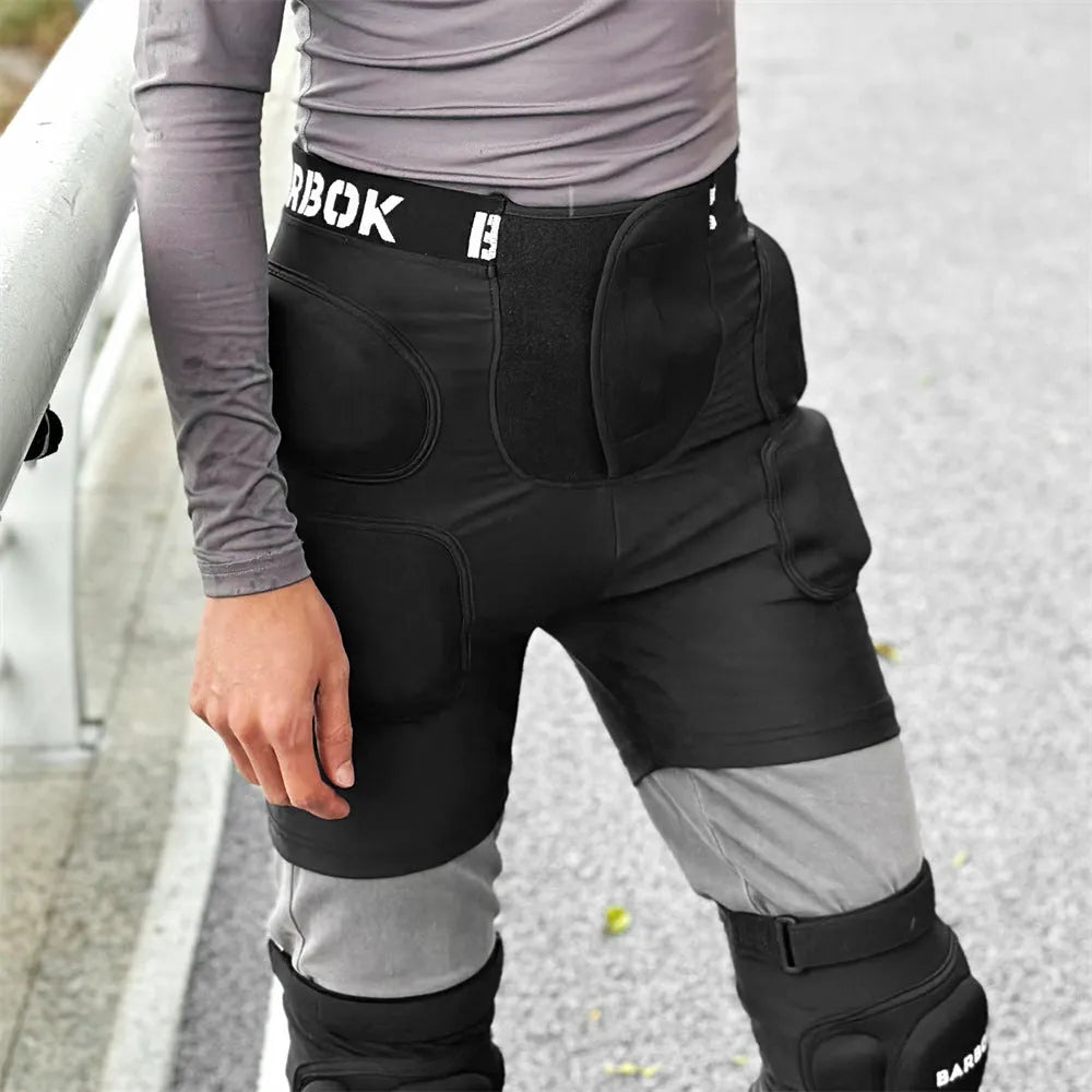 Black hip protection pad for roller skating, skateboarding and skiing with spandex and NBR padding