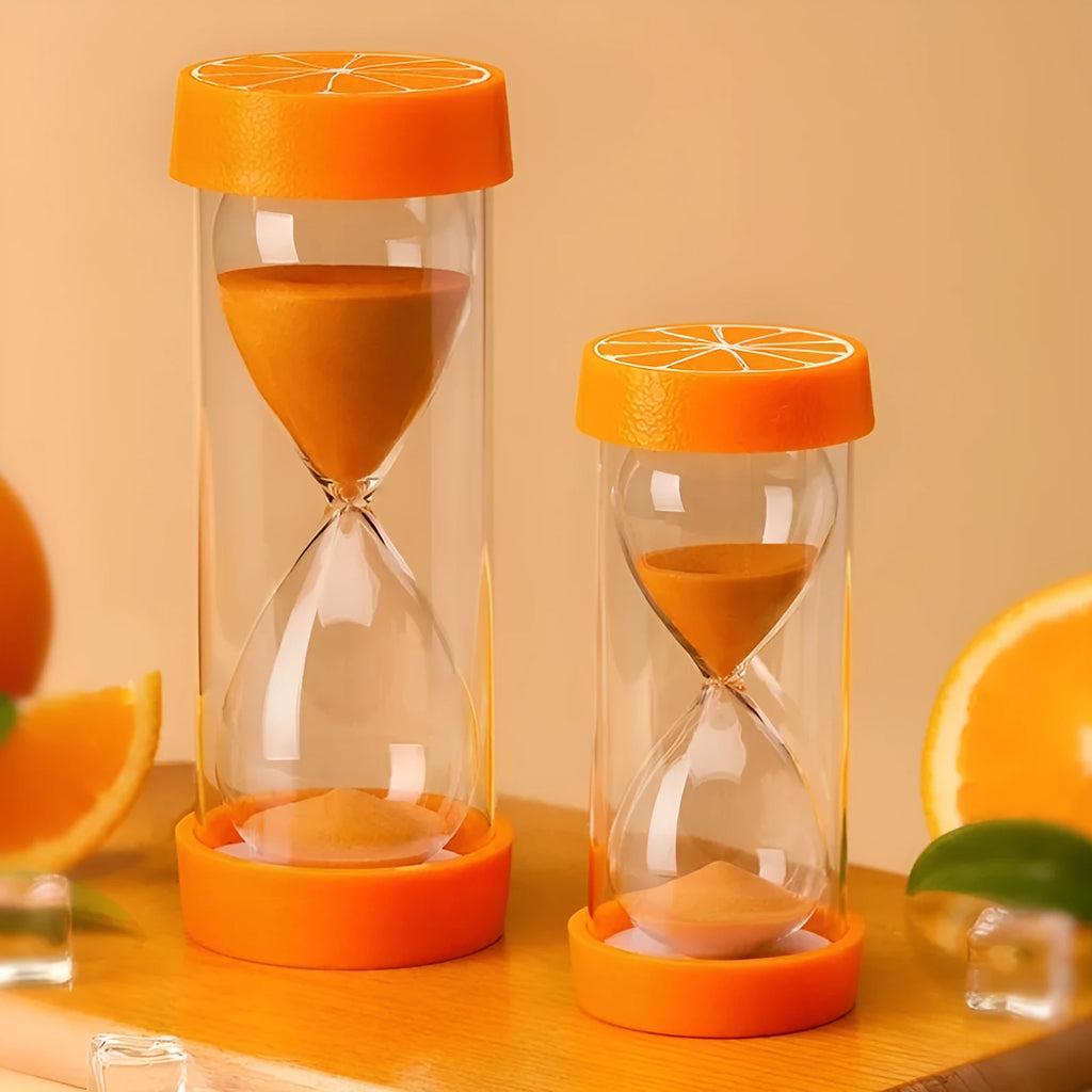 Plastic fruit hourglass timer desktop ornament in kiwi fruit style with sand running – handmade Chinese design