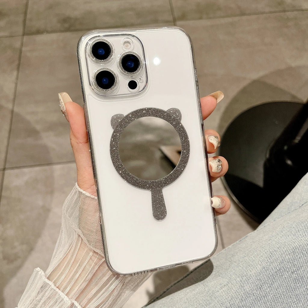 Advanced magnetic suction TPU phone case for iPhone with Star River mirror design in blue colour