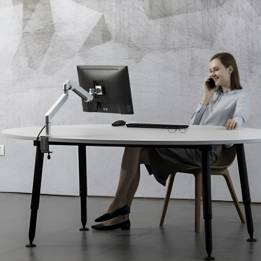 Aluminium alloy laptop stand with adjustable air pressure arm in black or silver