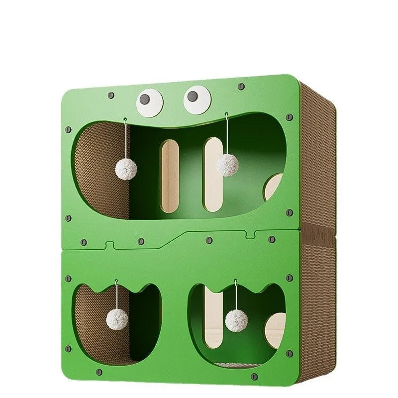 Double layer cat scratching board and nest in cat head style with wear-resistant non-chip surface