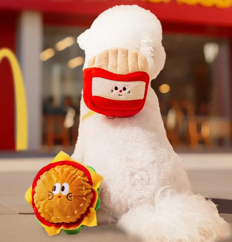 Cartoon hamburger design adjustable vest leash rope for dogs and cats with backpack compartment