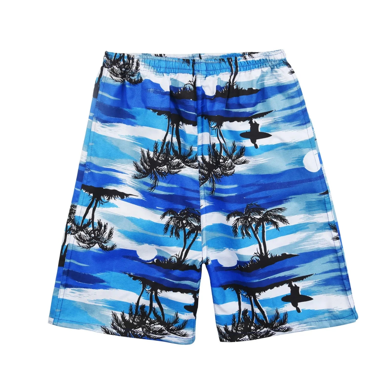 Men's floral printed five-point swimming trunks in polyester fabric available in multiple patterns