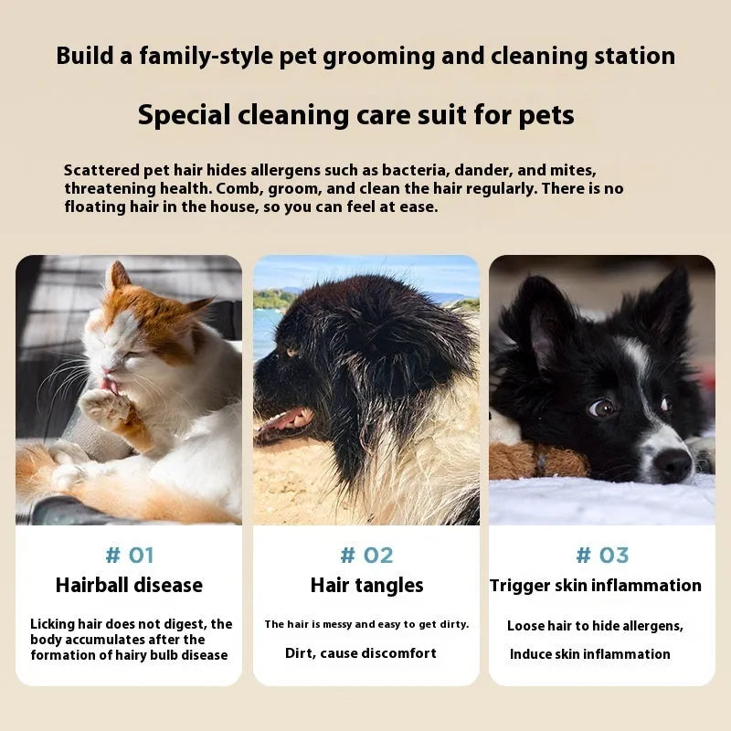 Pink and white pet grooming vacuum cleaner with shaver attachment and accessories