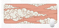 Large natural rubber desk mat with Japanese-style graphic pattern on wooden desk