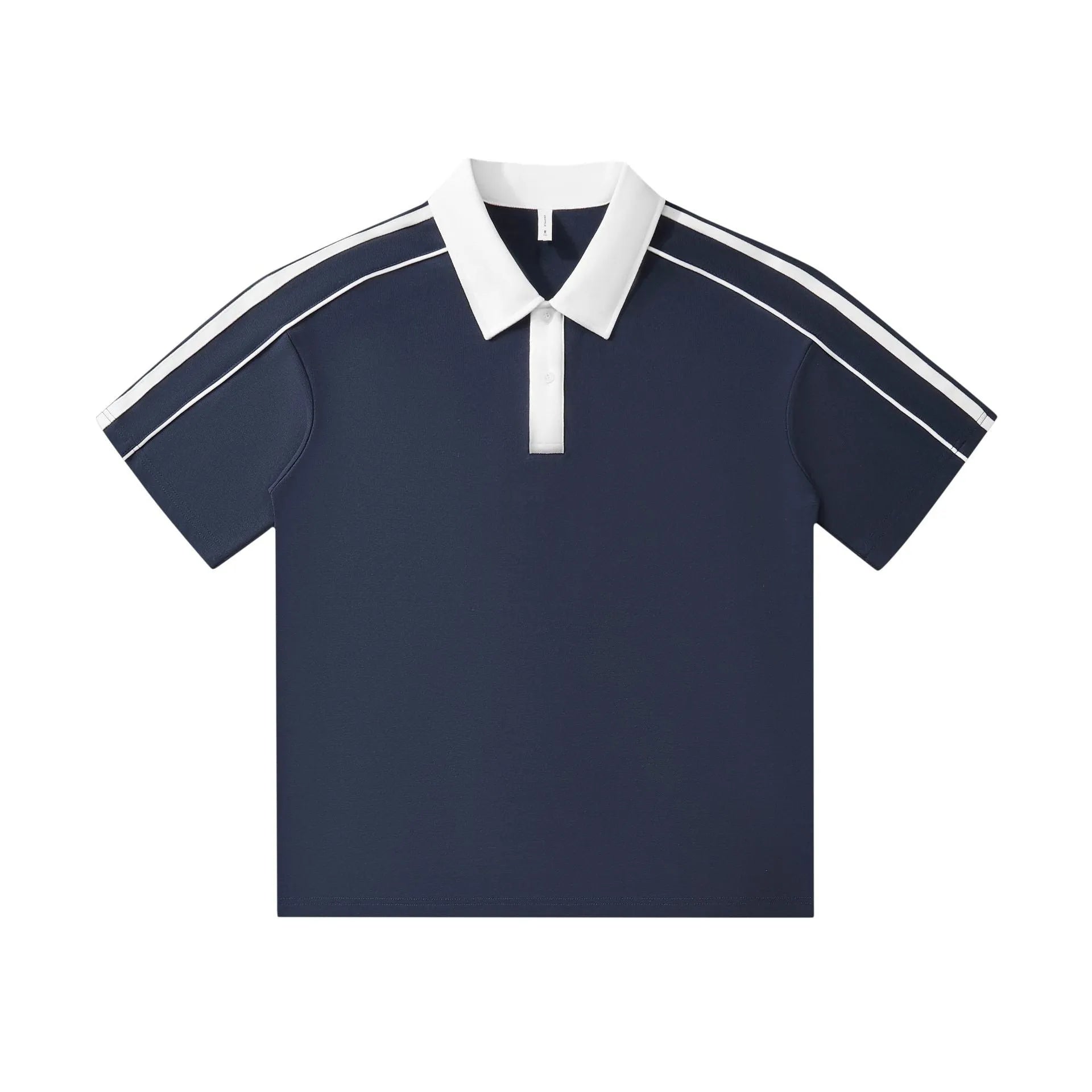 Casual lapel short sleeve T-shirt in cotton blend with loose drop shoulder fit, available in multiple colours