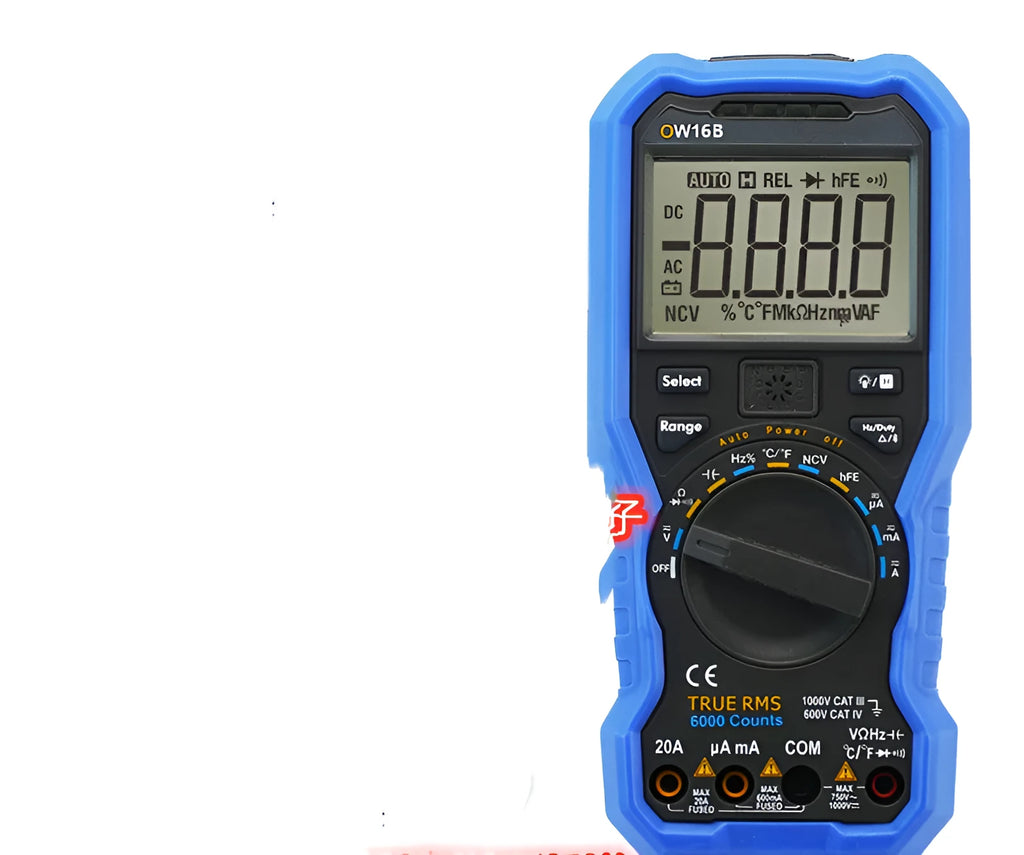 Handheld digital multimeter with NCV voltage sensing and temperature measurement functions
