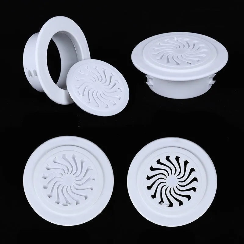 Plastic air-conditioning hole cover in white for sealing wall ports, size options for 37-165mm diameters