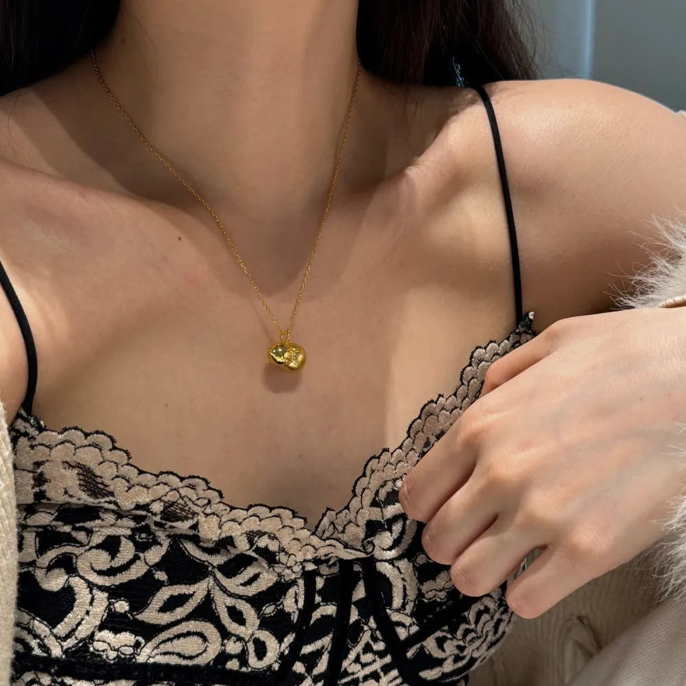 S925 sterling silver necklace with pearl, gourd, and bow pendant on adjustable 41-50cm chain