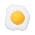 Interactive catnip ball toy stuck to wall with cat playing, showing fried egg and poached egg shape options